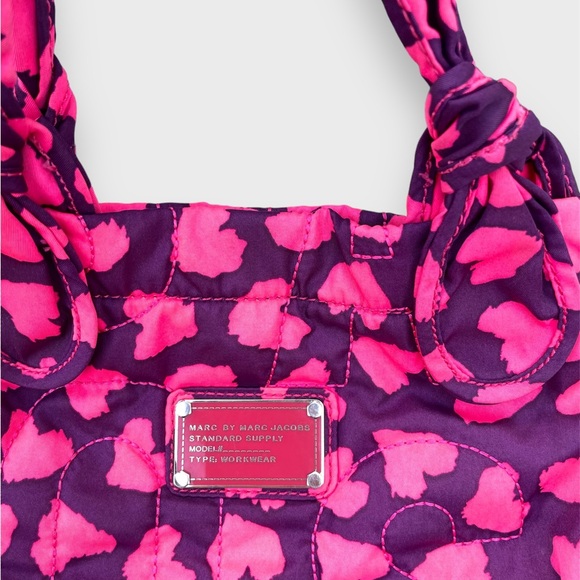 2010 Marc by Marc Jacobs Pink Quilted Heart-Print Nylon Tote - Picture 10 of 11